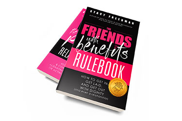 Okładki kiążek 'The friends with benefits rulebook' i 'Who wear pusy in your relationship' Stacy Freedman